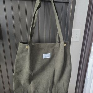 Dark Green Corduroy Tote Bag